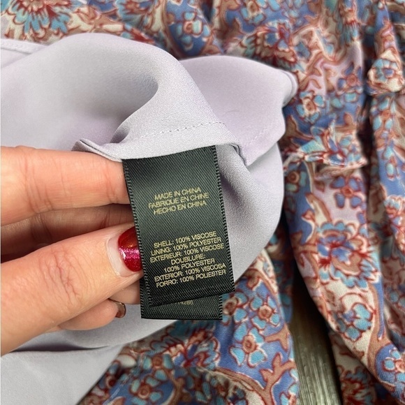 Frye Violet Dusk Paisley Floral Peasant Top Size XS - Picture 9 of 11